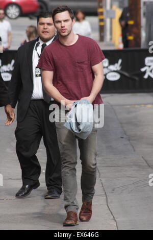 Nicholas Hoult arrives for and interview on  Jimmy Kimmel Live!  Featuring: Nicholas Hoult Where: Los Angeles, California, United States When: 06 May 2015 C Stock Photo