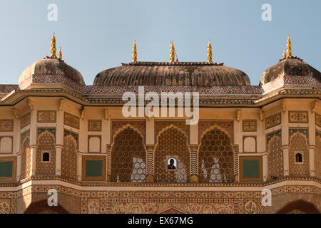 Ganesh Pol gate in the Amber Fort or Amer Palace, Jaipur, Rajasthan, India Stock Photo
