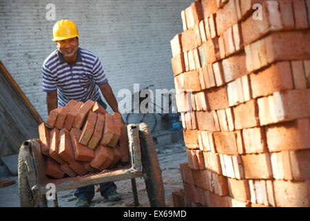 Portrait of construction worker at construction site Stock Photo