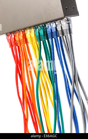 Wireless computer router with cables Stock Photo - Alamy