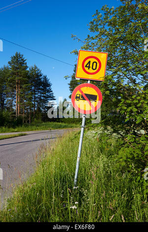 No entry for lorries and vans, traffic sign Finland Stock Photo