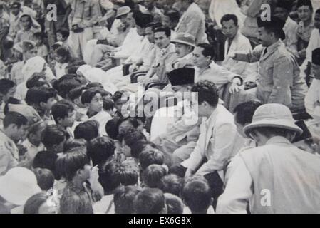 Mohammad Hatta (wearing black hat) (1902 – 1980) Indonesia's first vice president, fought for the independence of Indonesia from the Dutch. 1945 Stock Photo