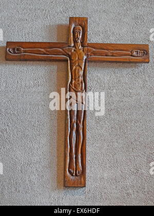 The Czech Cross a carved crucifix by Jindich Severa 1968. Coventry Cathedral, England Stock Photo