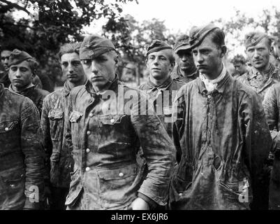At the closing stages of world war two, German prisoners from an SS Panzerdivison eastern Europe 1945 Stock Photo