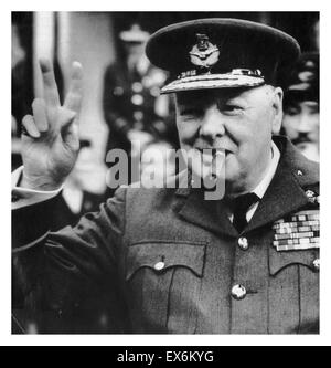 Winston Churchill as British war time prime minister 1942 Stock Photo
