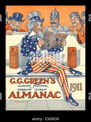 By the end of the 19th century, at least one patent medicine almanac was printed for every two Americans. While they included the main elements of the traditional almanac, their primary purpose was to sell their product. From their simple beginning, they Stock Photo