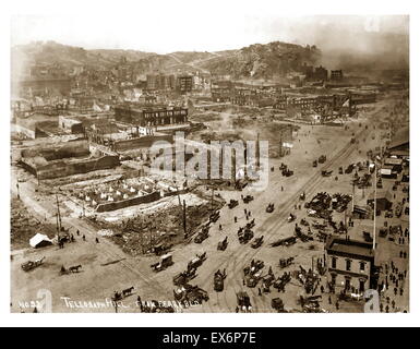 The San Francisco Earthquake of 1906. Telegraph Hill; From Ferry Building Stock Photo
