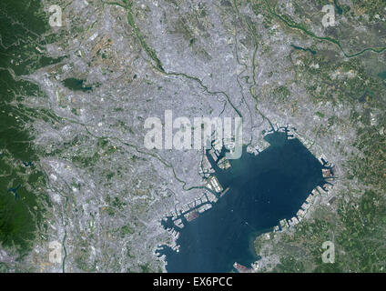 Colour satellite image of Tokyo, Japan. Image taken on May 31, 2014 with Landsat 8 data. Stock Photo