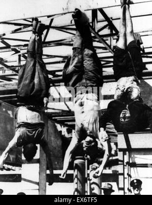 executed bodies of Benito Mussolini and Clara petacci the mistress of the Italian dictator 1945 Stock Photo