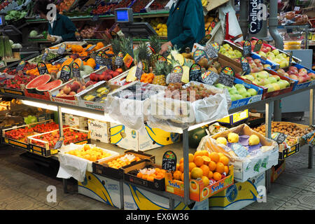 Fresh fruit on display at Mercato Albinelli, Modena. Stock Photo