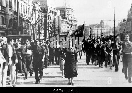 Demonstration in Barcelona , Spain 1936 Stock Photo