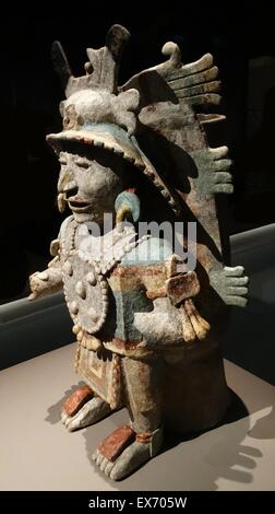 post-classical, Mayan, Anthropomorphic (ceramic) incense burner alluding to the four cardinal points and the centre of the cosmos. Mayapan, Yucatan, Mexico. 1250-1550 AD Stock Photo