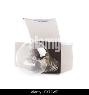 Electric bulb in a cardboard box Stock Photo