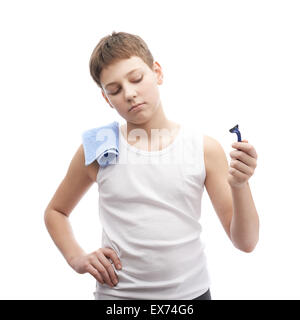 Young boy in a sleeveless shirt Stock Photo