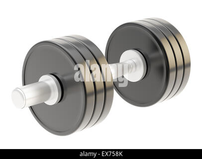 Adjustable black metal dumbbell isolated Stock Photo