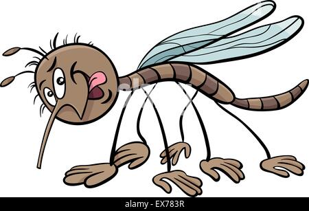 Cartoon Illustration of Mosquito Insect Character Stock Vector