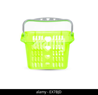 new plastic baskets isolated on white background. Stock Photo