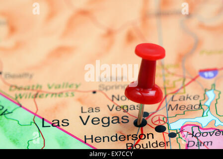 Las Vegas pinned on a map of USA Stock Photo