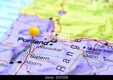 Salem pinned on a map of USA Stock Photo