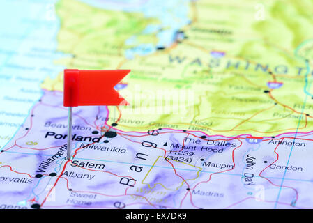 Salem pinned on a map of USA Stock Photo