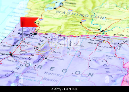 Salem pinned on a map of USA Stock Photo