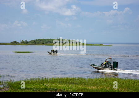 Airboats at Hagen's Cove, Big Bend Wildlife Management Area Steinhatchee, Florida Stock Photo