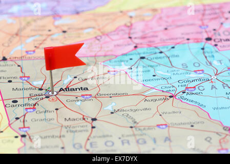 Atlanta pinned on a map of USA Stock Photo - Alamy