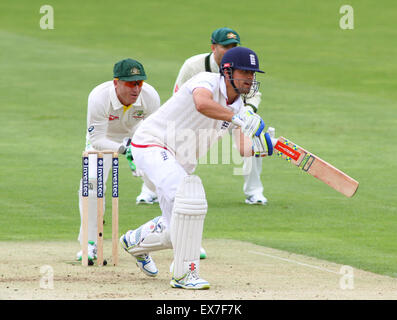 CARDIFF, WALES - JULY 08: Alastair Cook of England batting during day one of the first 1st Investec Ashes Test match, at SSE Swalec Ground on July 08, 2015 in Cardiff, Wales. (Photo by Mitchell Gunn/ESPA) *** Local Caption Stock Photo