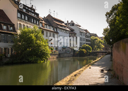 Riverside buildings in the Petite France district of Strasbourg Stock Photo