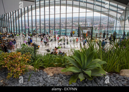 LONDON, UK - JULY 6TH 2015: The beautiful Sky Garden at the top of the 20 Fenchurch Street skyscraper in the City of London, on