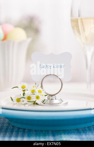 Happy Easter card on plate Stock Photo