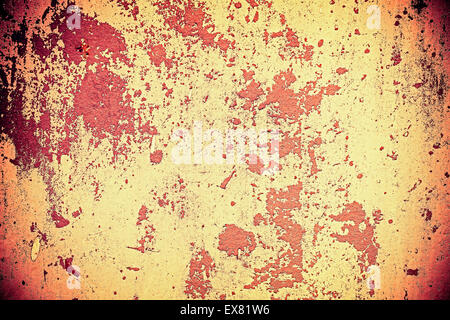 Background or texture of the old cracked wall with peeling paint. Stock Photo
