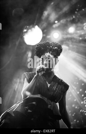 MOSCOW, RUSSIA : 13 MARCH, 2015 : Morcheeba and Skye Edwards performing live concert at Yotaspace club Stock Photo