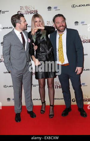 Sydney, Australia. 9 July 2015. Actor Patrick Brammall (Ruben Guthrie cast), Actress Abbey Lee (Ruben Guthrie cast) and Brendan Cowell (Ruben Guthrie director/writer) on the red carpet at The Ritz, 45 St Paul’s Street, Randwick for the gala screening of the film ‘Ruben Guthrie’. Credit: Credit:  Richard Milnes/Alamy Live News Stock Photo