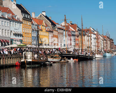 Yachts and traditional boats in the Nyhavn harbour area,Copenhagen,Denmark Stock Photo