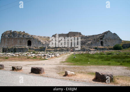 Miletus was an ancient Greek city flourishing from the 8th century BC in the west of nowadays Turkey. Its theater had 25000 seat Stock Photo