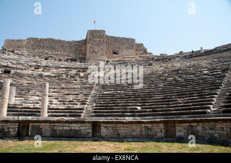 Miletus was an ancient Greek city flourishing from the 8th century BC in the west of nowadays Turkey. Its theater had 25000 seat Stock Photo