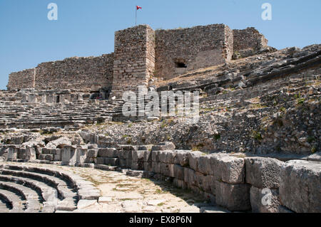 Miletus was an ancient Greek city flourishing from the 8th century BC in the west of nowadays Turkey. Its theater had 25000 seat Stock Photo