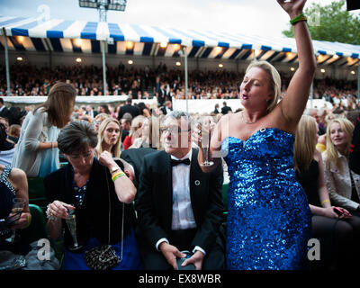 Audience before Jessie J plays at Henley Festival, Henley ,UK  Unlike most music festivals, the dress code is strictly black tie Stock Photo