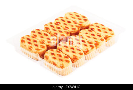 soft almond cookies in plastic packaging, isolated Stock Photo