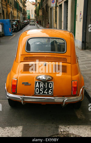 Vintage classic orange Fiat 500 Florence Italy Stock Photo - Alamy