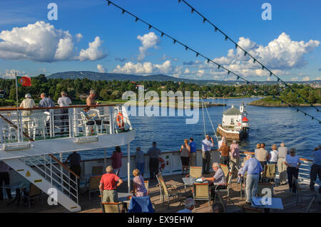 Cruise ship approaching Oslo harbour. Norway Stock Photo