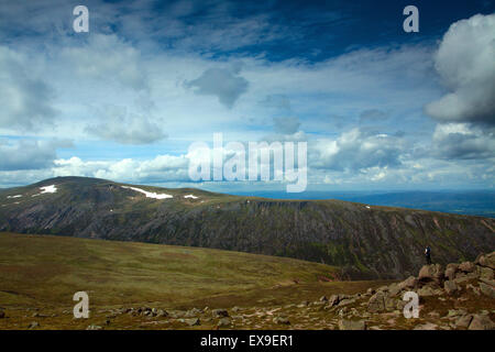 Cairn Gorm from the Munro summit of Bynack More, Cairngorm National Park, Badenoch & Speyside Stock Photo