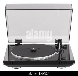 Simple Turntable, Analog Music Player Isolated on White Background Stock Photo