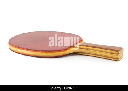 Old professional red table tennis racket isolated on white Stock Photo