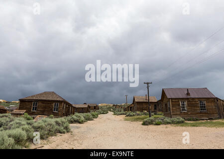 Summer storm clouds above Bodie ghost town near Mammoth Lakes California. Stock Photo