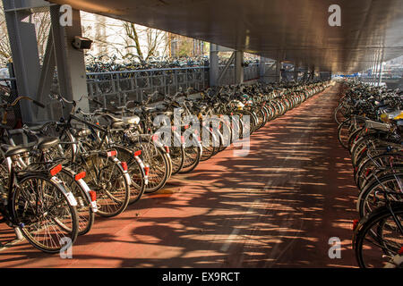 Bicycles parked in multi-story garage near the Central railroad station in Amsterdam, the Netherlands Stock Photo