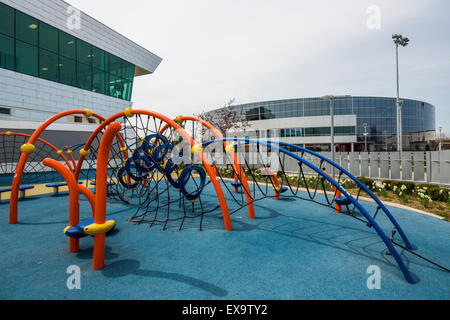 playground, UNO Charter Schools,  Soccer Academy Elementary School, Gage Park, Chicago, Illinois Stock Photo