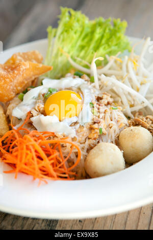 Thai Noodle Dish with Fried Egg Stock Photo