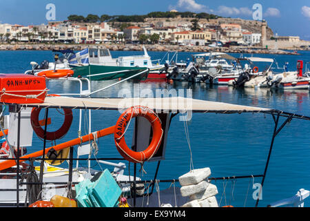 Boats in Rethymno Marina, Crete Stock Photo